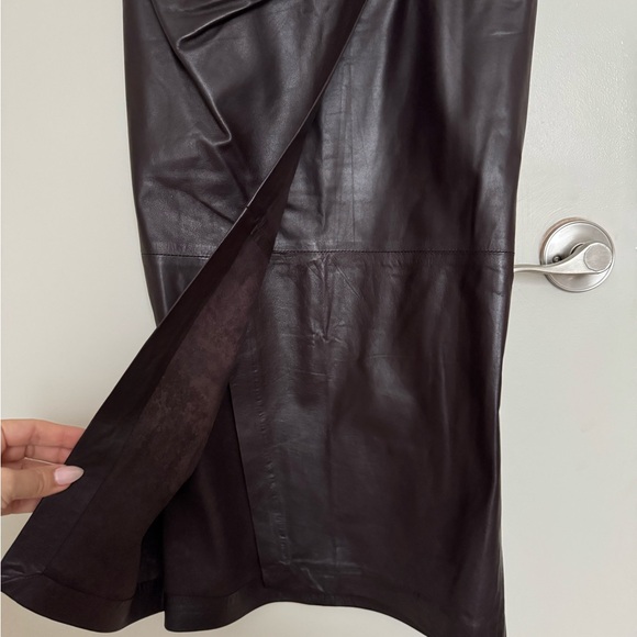 Zara Dark Brown Leather Pencil Skirt - Picture 8 of 13